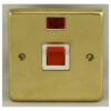 Eurolite Sb45Aswnsw 45Amp Dp Cooker Switch With Neon Single Round Edge Satin Brass Plate Red Rocker White Trim