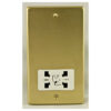 Eurolite Sbshsw Dual Voltage Shaver Socket Round Edge Satin Brass Plate White Interior