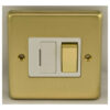 Eurolite Sbswfpbw 13Amp Dp Switched Fuse Spur Round Edge Satin Brass Plate Polished Brass Rocker White Trim