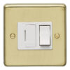Eurolite Sbswfw 13Amp Dp Switched Fuse Spur Round Edge Satin Brass Plate White Rocker