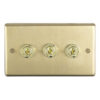 Eurolite Sbt3Sw 3 Gang 10Amp 2Way Toggle Switch Round Edge Satin Brass Plate