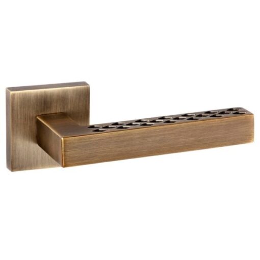 Senza Pari Pianni Designer Lever on Flush Square Rose - Weathered Antique Bronze