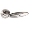 Senza Pari Elisse Designer Lever on Round Rose - Satin Nickel/Polished Chrome