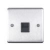 Eurolite Sss1Slb 1 Gang Slave Telephone Socket Round Edge Satin Stainless Steel Plate Black Interior