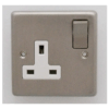 Eurolite Sss1Sossw 1 Gang 13Amp Dp Switched Socket Round Edge Satin Stainless Steel Plate Matching Rocker White Interior