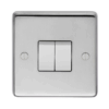Eurolite Sss2Sw 2 Gang 10Amp 2Way Switch Round Edge Satin Stainless Steel Plate Matching Rockers