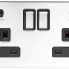 Eurolite Sss2Usbssb 2Gang13Amp Switched Socket With Comb 4.8 Ampusboutlets Round Edge Satin Stainless Steel Plate Match Rockers Black Trim