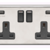 Eurolite Sss2Usbssw 2Gang13Amp Switched Socket With Comb 3.1 Ampusboutlets Round Edge Satin Stainless Steel Plate Match Rockers White Trim