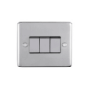 Eurolite Sss3Sw 3 Gang 10Amp 2Way Switch Round Edge Satin Stainless Steel Plate Matching Rockers