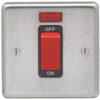 Eurolite Sss45Aswnsb 45Amp Dp Cooker Switch With Neon Single Round Edge Satin Stainless Steel Plate Red Rocker Black Trim