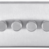 Eurolite Sss4D400 4 Gang 400W Push On Off 2Way Dimmer Round Edge Satin Stainless Steel Plate Matching Knobs