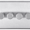 Eurolite Sss4Dled 4 Gang Led Push On Off 2Way Dimmer Round Edge Satin Stainless Steel Plate Matching Knobs