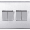 Eurolite Sss4Sw 4 Gang 10Amp 2Way Switch Round Edge Satin Stainless Steel Plate Matching Rockers