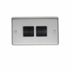 Eurolite Sss4Swb 4 Gang 10Amp 2Way Switch Round Edge Satin Stainless Steel Plate Black Rockers