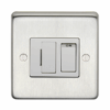 Eurolite Sssswfb 13Amp Dp Switched Fuse Spur Round Edge Satin Stainless Steel Plate Black Rocker
