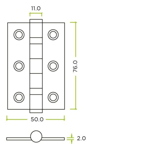 Zoo Hardware Door Hinges Stainless Steel Ball Bearing Grade 7 Certifire UKCA/CE 76mm Etna Bronze