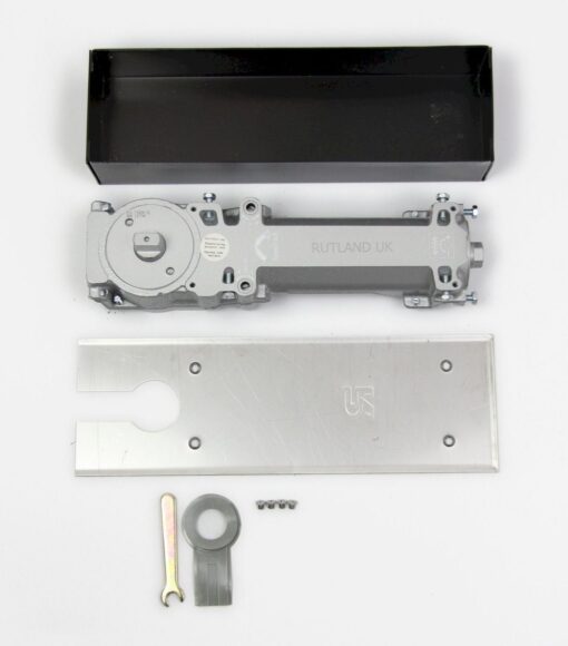 Rutland TS.7104NHO.DAX.SS Non Hold Open Floor Spring & Back Check c/w Cover Plate Satin Stainless Steel