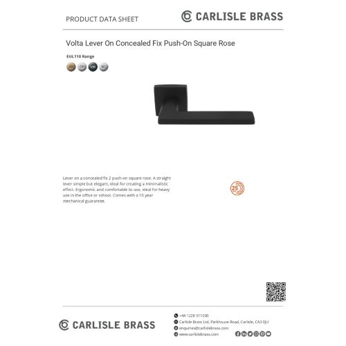 Carlisle Brass Volta Door Handle On Concealed Square Rose - Polished Chrome EUL110CP