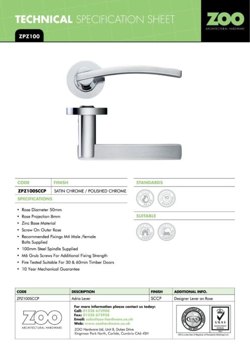 Zoo Hardware ZPZ100-OMB Adria Door Handle on round rose Matt Black