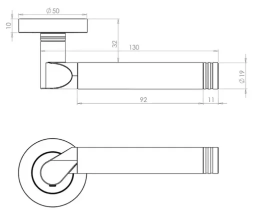 Octavia Door Handle on Rose Polished Brass Satin Chrome