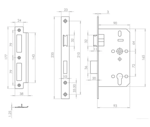 Architectural 72mm Din Latches