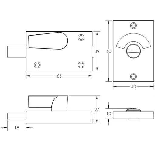 Bathroom Indicator Bolt 61x42mm