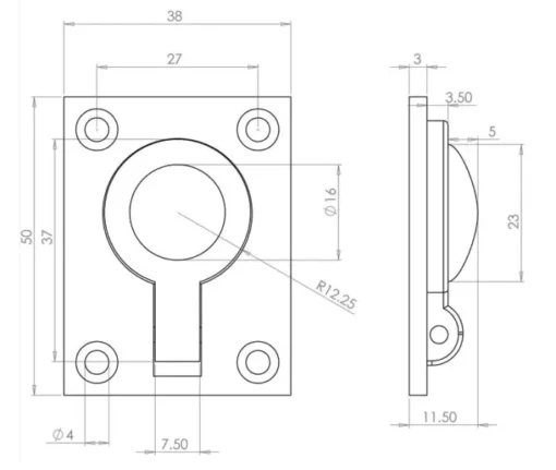 38x50mm Flush Rings