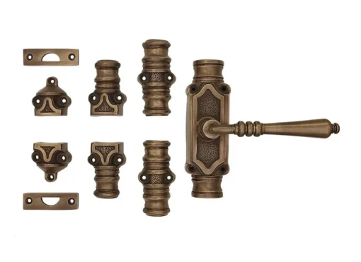Antique Brass Lever Handle Door Brass Espagnolette Bolt - Right Hand - Image 3